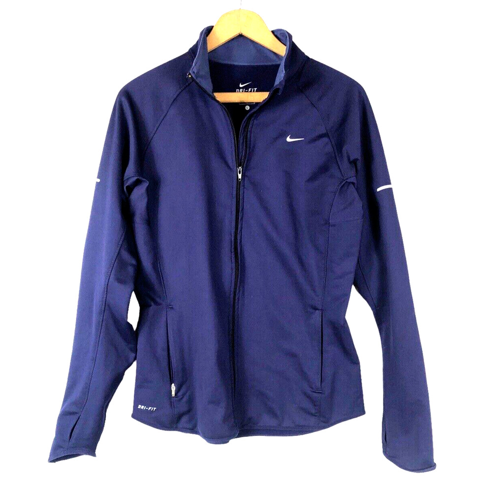 Nike Track Jacket Large Womens Y2K Deep Purple Knit Full Zip Fleece Lined